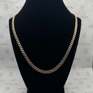 6 mm -24” Men Gold Filled  Toned Curb Thick Chain Necklace